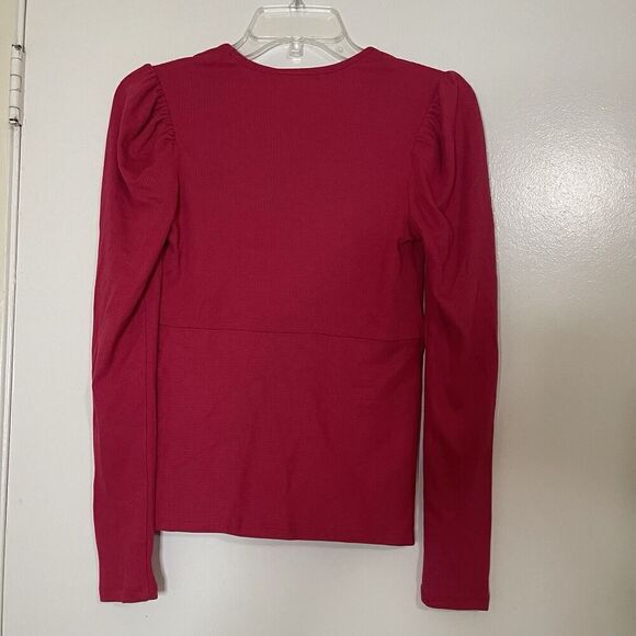 NEW! Marine Layer Lexi rib vneck long sleeve top barberry pink Small - Picture 5 of 6